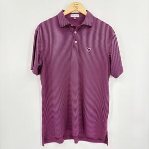 Peter Millar Summer Comfort Striped Polo Golf Shirt, Size Med, Pink Navy Outdoor